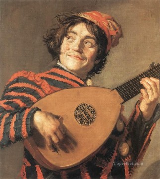 Buffoon Playing a Lute portrait Dutch Golden Age Frans Hals Oil Paintings